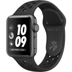 Apple Watch Nike+ Series 3 (GPS) - 38 mm - Weltraum grau Aluminium - intelligente Uhr mit Nike Sportband - Flouroelastomer - anthrazit/schwarz - 130 - 200 mm - 8GB - Wi-Fi, Bluetooth - 26,7 g (MQKY2ZD/A)