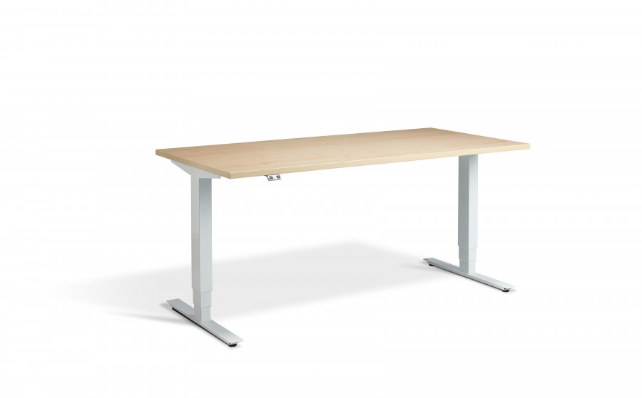 Lavoro Advance Height Adjustable Oak Desk - White Frame - 1400 x 700mm