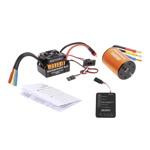 OCDAY Waterproof 60A Brushless Car Electronic Speed Control ESC + B3650 3900KV 4P Sensorless Brushless Motor + Programming Board