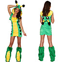 Disfraz de Halloween de la muchacha atractiva de la rana verde piel de las mujeres