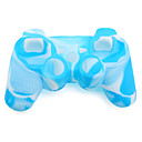 protectora de color dual de silicona caso para PS3 controlador (azul y blanco)