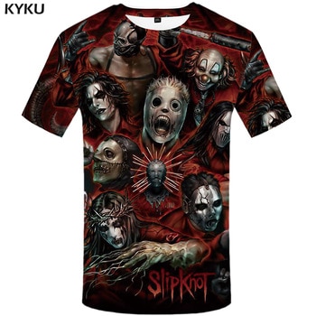 KYKU Slipknot Tshirt Men Band T Shirt Green Hip Hop Tee Streetwear Anime Clothes Character 3d T-shirt Cool Mens Clothing 2018