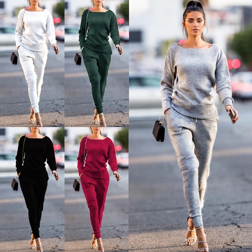 Fashion Women Tracksuit Sweatshirt Long Pants Long Sleeve Casual Solid 2 Piece Set Sport Suits Streetwear