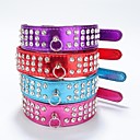 cuero de la PU del collar de diamantes de imitación 3rows para perros y mascotas (una variedad de colores, tamaño)
