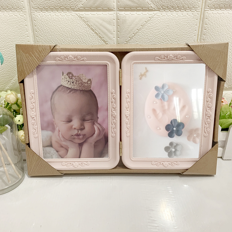 Creative Photo Wooden Frame Baby Hand and Foot Prints Photo Frame Baby Souvenir Gift