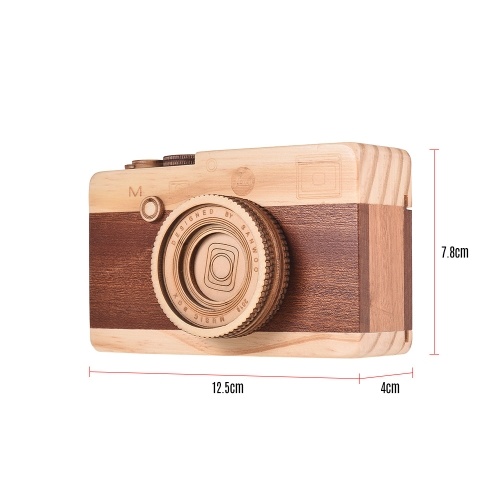 Boîte à musique en bois rétro caméra design classique mélodie anniversaire de noël festival cadeaux musicaux bureau à domicile décoration artisanat