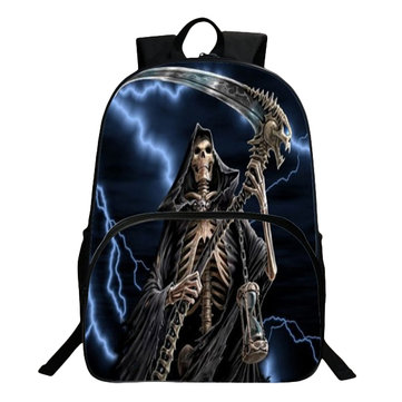 Flame Skeleton 3D Shoulder Bag Backpack Children Polyester School Bag