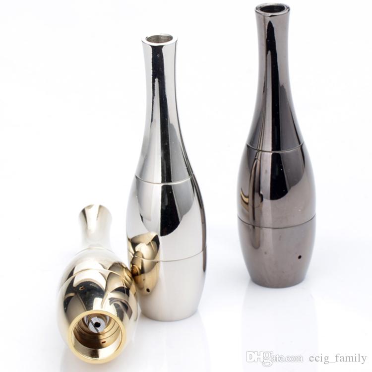 1PC Dual cotton Coils Vase cannon Bowling Atomizer Vaporizer wax tank Rebuildable Gold Sliver Vase Metal Vaporizer