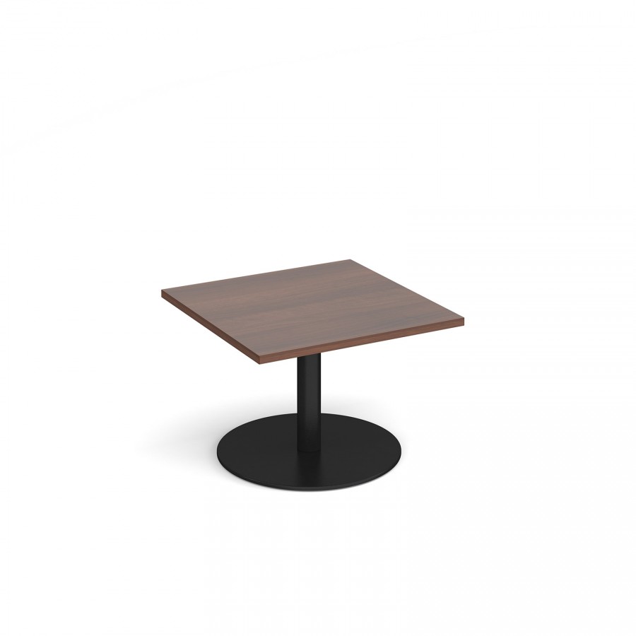 Monza Walnut Square Coffee Table 700 x 700mm with Black Base