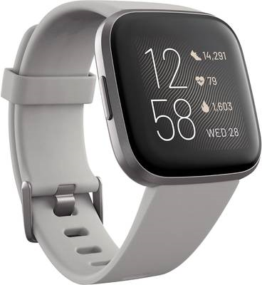 Fitbit Versa 2 - Nebelgrau - intelligente Uhr mit Band - Silikon - Stein - Bluetooth - 40 g (40-41-4076)