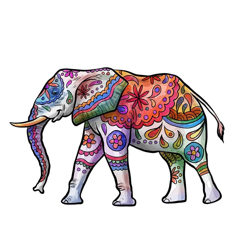 Color Elephant Removable PVC Wall Sticker