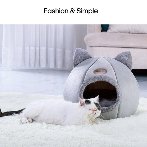 Lit de chat chaud hiver doux et confortable nid d'animal de compagnie intérieur tente de chat de couchage tente tente de couchage
