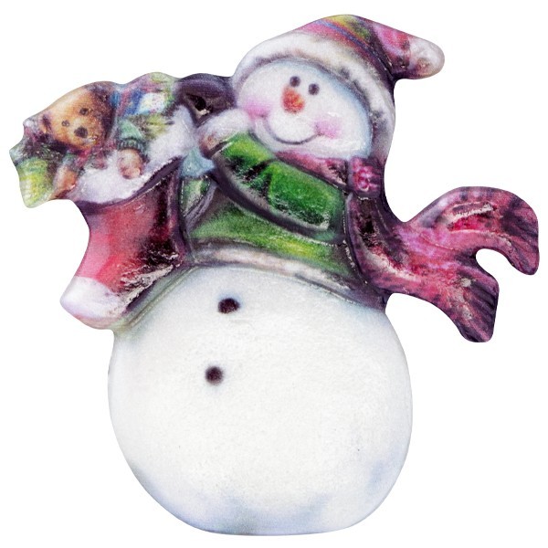 Wachsornament Lustige Schneemänner 6, farbig, geprägt, 7cm