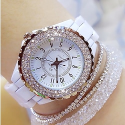 Luxury Crystal Wristwatches Women White Ceramic Ladies Watch Quartz Fashion Women Watches Ladies Wrist watches for Female Lightinthebox