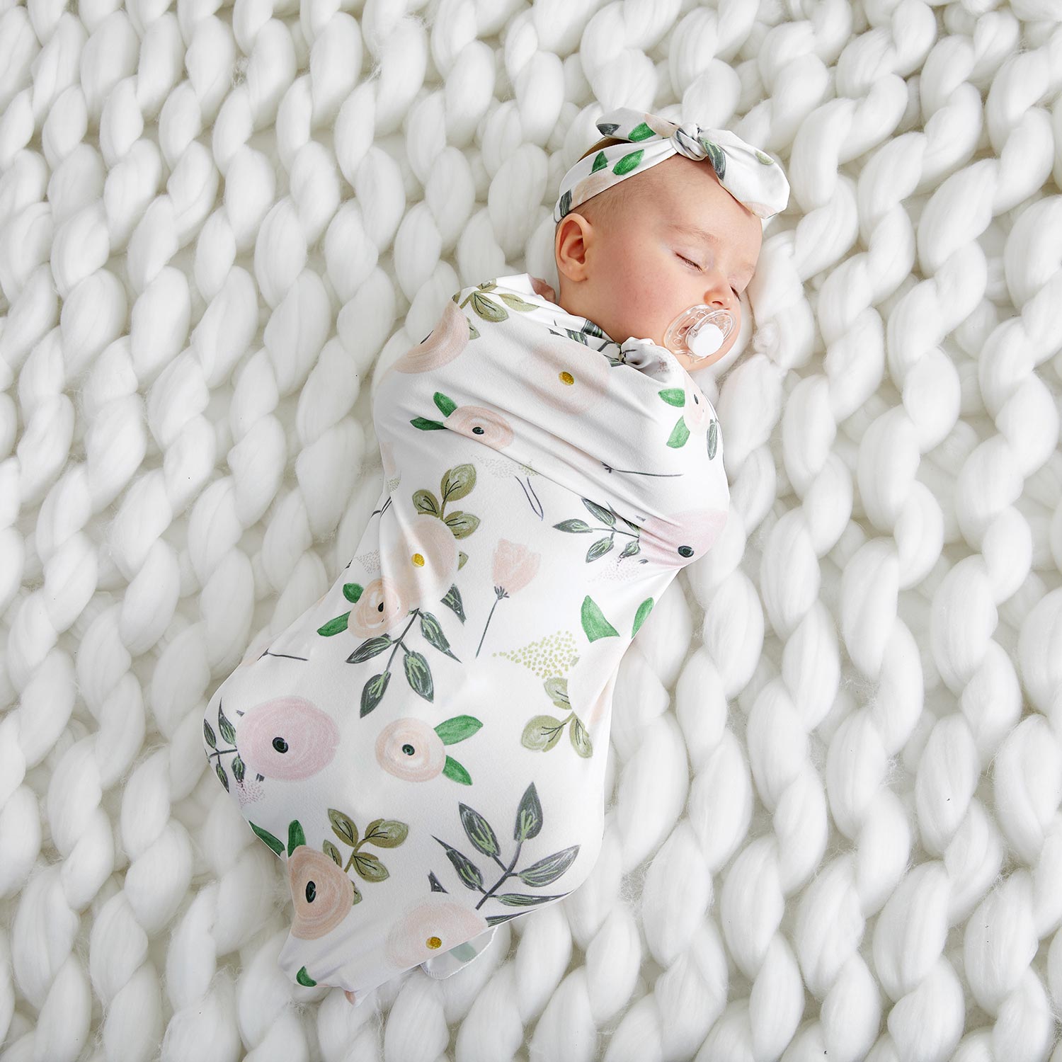 Floral Print Swaddle and Headband Set