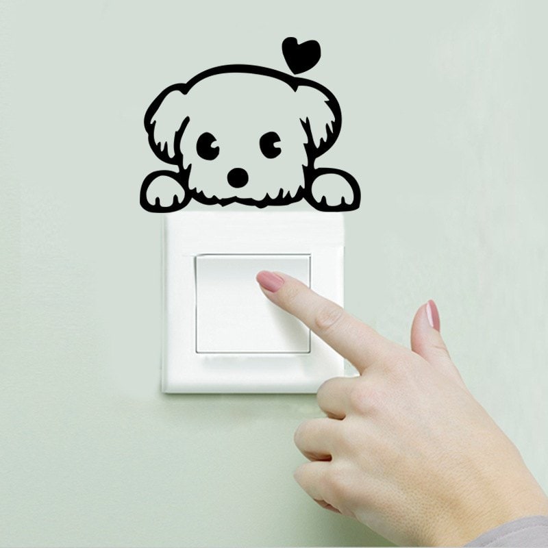 Fashion Cartoon Lovely Dog Pattern Light Switch Sticker