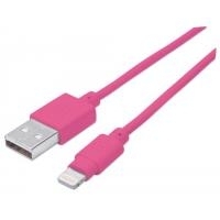 Manhattan iLynk - iPad-/iPhone-/iPod-Lade-/Datenkabel - Lightning / USB2.0 - 30 AWG - USB Typ A, 4-polig (M) - Lightning (M) - 1,0m - (USB/USB2.0) - pink (394222)