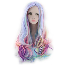 Cosplay Costume Wig Synthetic Wig Cosplay Wig Wavy Natural Wave Kardashian Natural Wave Deep Wave Wig Long Rainbow Synthetic Hair Women's Blue Pink Purple Lightinthebox
