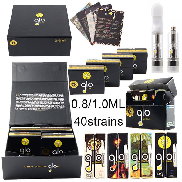 GLO Vape Cartridges Packaging Atomizer Newest Edition 0.8ml 1ml Ceramic Coil Carts Empty Dab Pens Thick Oil Vaporizer 510 Thread 4Styles
