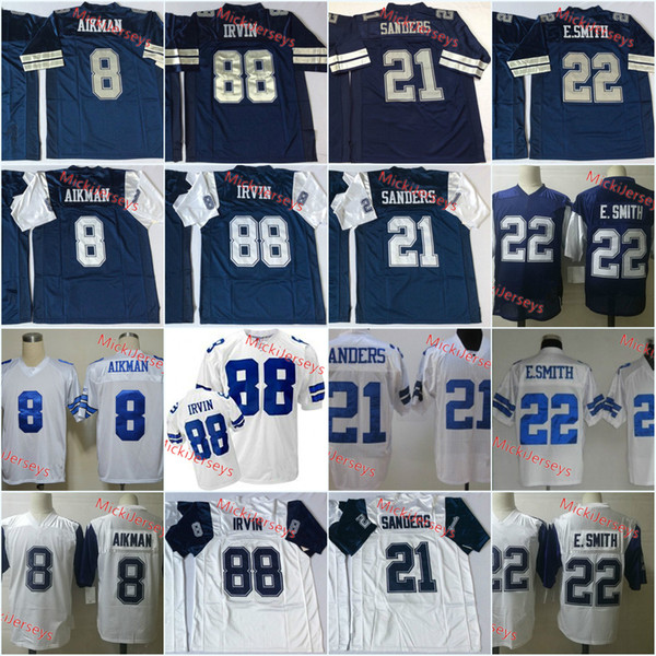 Mens NCAA #8 Troy Aikman Vintage Football Jersey Stitched #21 Deion Sanders #22 Emmitt Smith #88 Michael Irvin Thanksgivings Jersey S-3XL