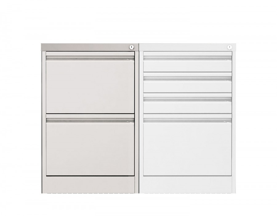 Large Capacity Lockable Filing Cabinet- 1 Plus 3 Stationary Drawers- Traffic White