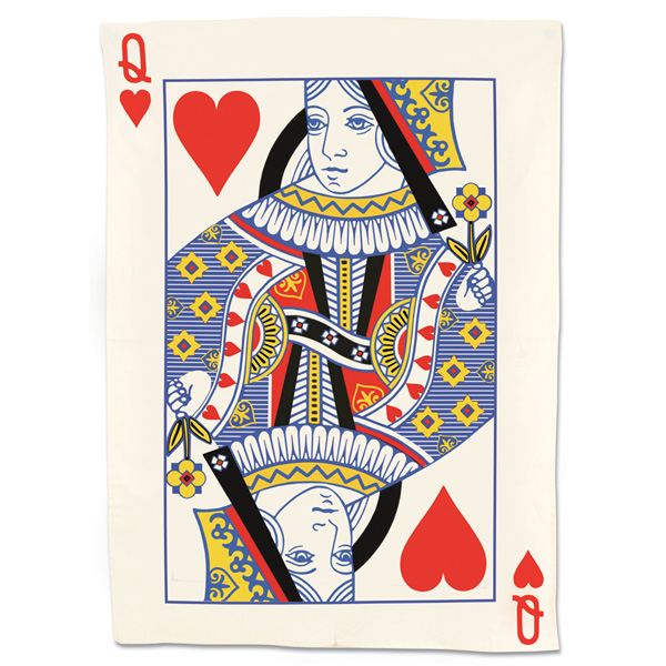 Queen Of Hearts Playing Card Tea Towel