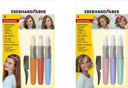 EBERHARD FABER Haarkreide-Set Basic, 3er Blisterkarte durch kleine Kamm lässt sich die Farbe in den Haarsträhnen - 1 Stück (579201)
