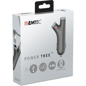 EMTEC Power Tree U200 - Netzteil - Pkw - 3,4 A - 2 Ausgabeanschlussstellen (USB (nur Strom)) (ECCHAU200)