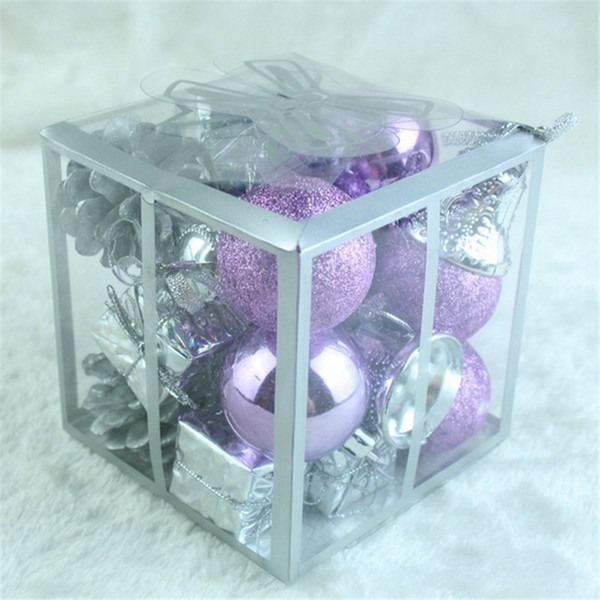 20pcs Purple Christmas Balls Pine Nuts Pendant Christmas Tree Decoration Party DIY Decoration New Year Favors gift-B