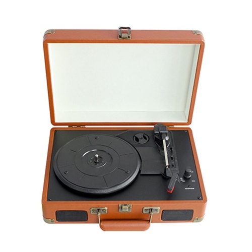 Vintage Phonograph Tragbarer Koffer Plattenspieler Plattenspieler mit Riemenantrieb und 3-Gang-Aux-Eingang Cinch-Ausgang Kopfhörerbuchse
