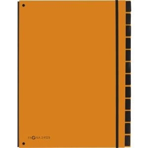 PAGNA Pultordner Trend, DIN A4, 12 Fächer, orange innen schwarz, laminierter Kartoneinband, mit dehnbarer - 1 Stück (24129-09)
