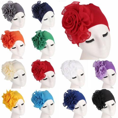 Womens Hair Loss Head Scarf Turban Cap Big Flower Muslim Cancer Chemo Hat Cover Party Hats