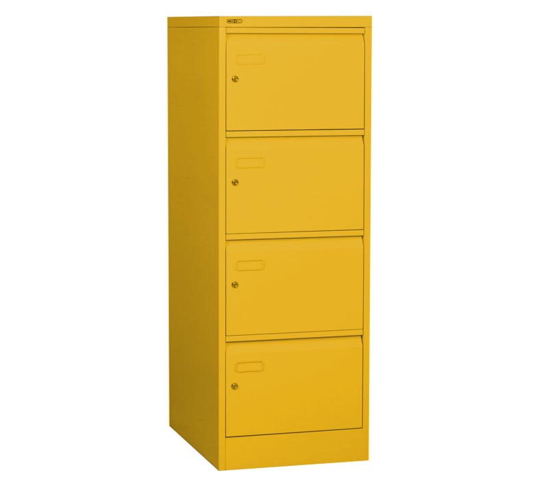 Sunshine Yellow Filing Cabinet with 4 Individual Locking Drawers