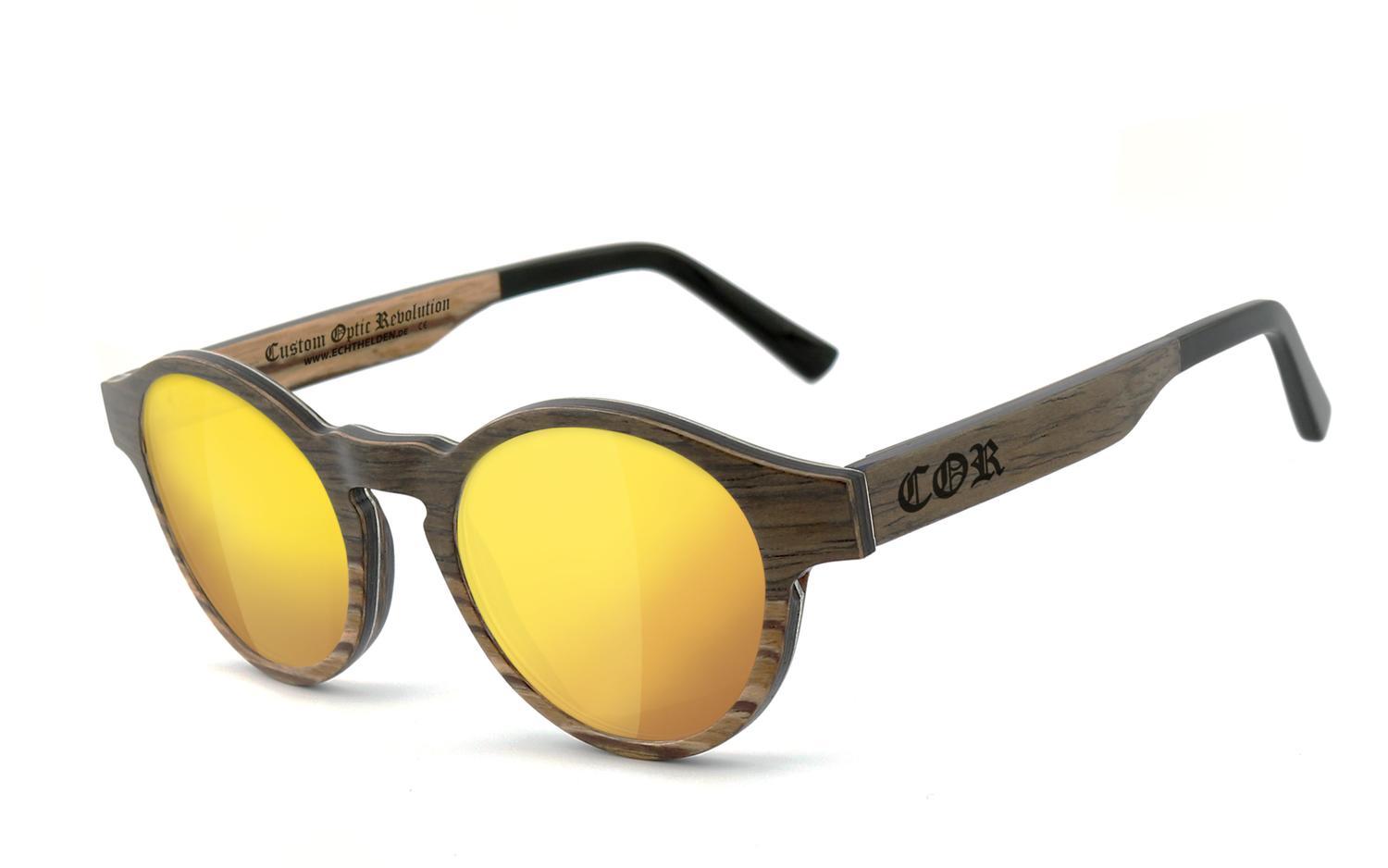 COR009 Holz Sonnenbrille - laser gold