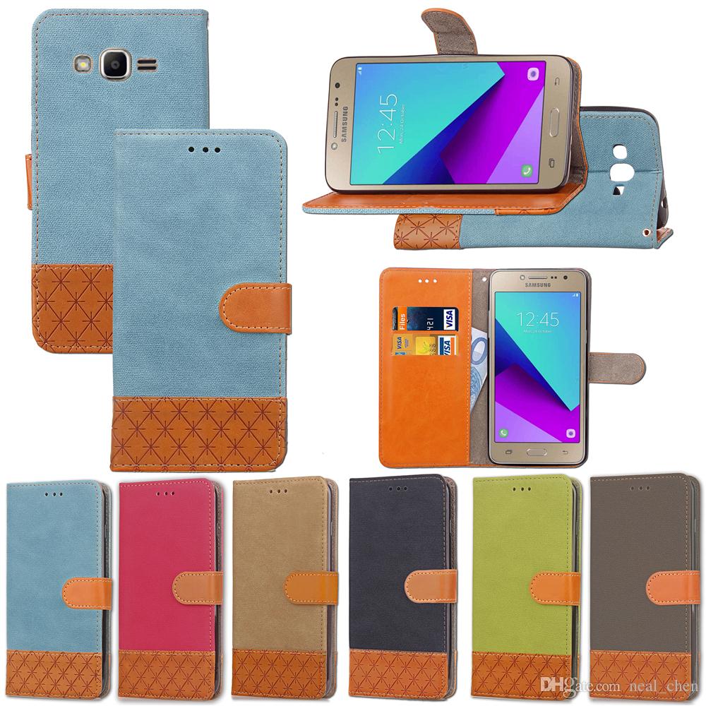 PU Leaf Leather Flip Fold Stand Wallet Case with [ID&Credit Card Slot] for Samsung Galaxy J1 J2 J3 G532 J120 2016 2016 Prime