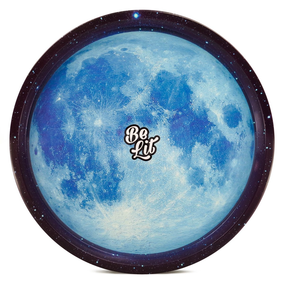 Be Lit Round Blue Moon Rolling Tray
