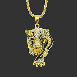 Men's Pendant Necklace Long Necklace Classic Tiger Unique Design Fashion Gold Plated Chrome Silver Gold Hawk Golden Leopard Silver Leopard 75 cm Necklace Jewelry 1pc For Street Lightinthebox