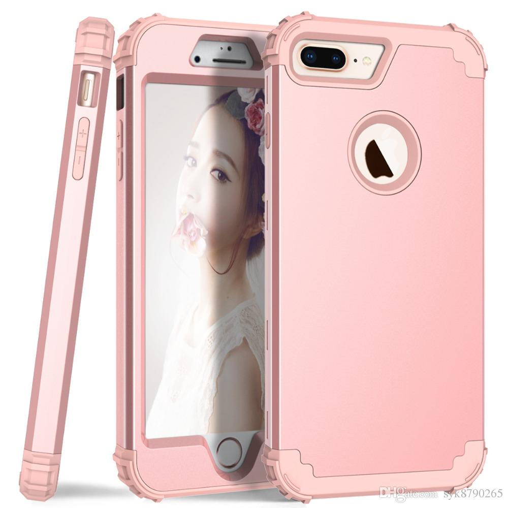 Case For iPhone 6 6S 8 7 Plus XS Max X XR Hard PC+Soft Silicone 3-Layers Hybrid Full-Body Protect Popular Phone Shells