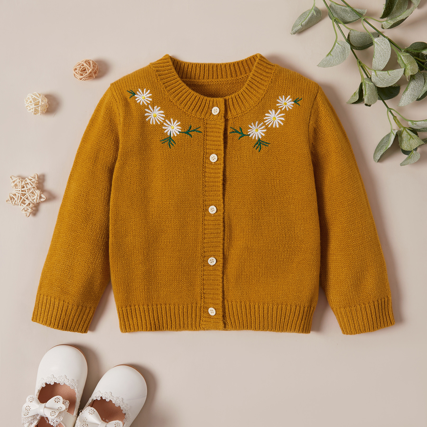 Baby Girl Retro Floral Sweaters