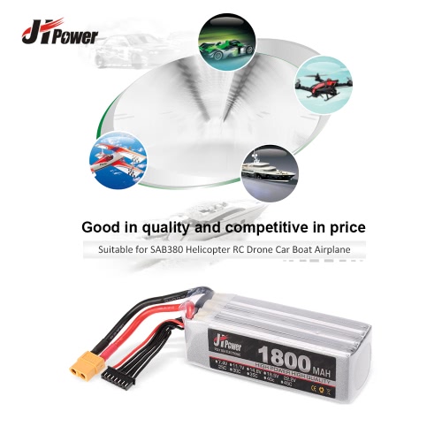 JHpower 22.2V 1800mAh 25C 6S LiPo Battery with XT60 Plug for SAB380 Helicopter RC Drone Car Boat Airplane