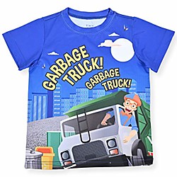 kideo boy's blippi truck crewneck tee shirt, children's activewear blue, size 4t