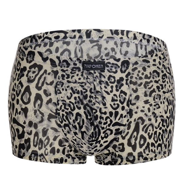 Sexy Leopard Printing Modal Underwear Thin Ice-Silk Breathable Mid-Rise U Convex Boxer For Men