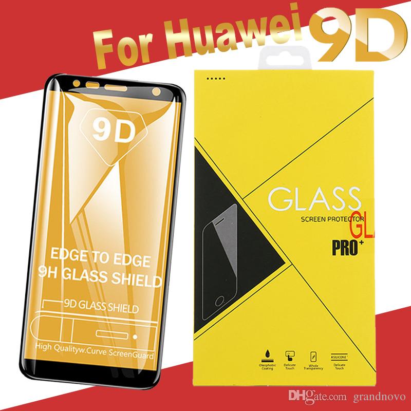 9D Full Cover Tempered Glass Curved Edge Film Screen Protector For Huawei P30 Lite P20 Pro Mate 20 Y6 Y7 Y9 Honour 8A 8S 20i With Retail Box