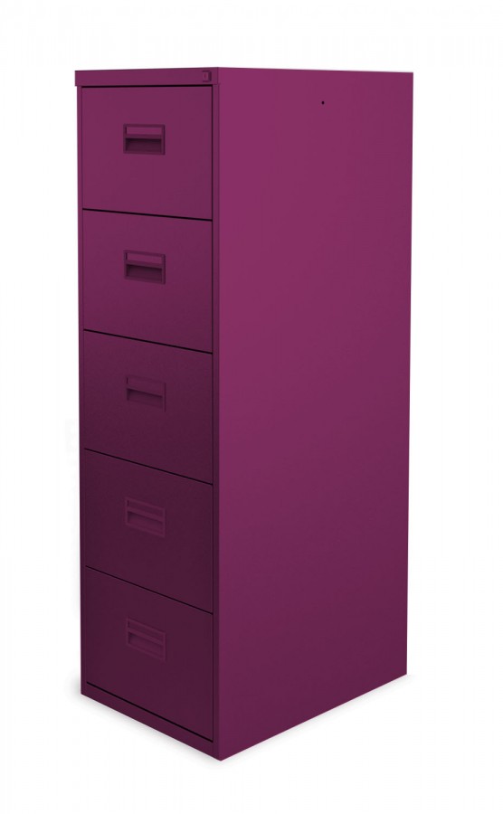 5 Drawer Lockable Filing Cabinet- Foolscap- Traffic Purple