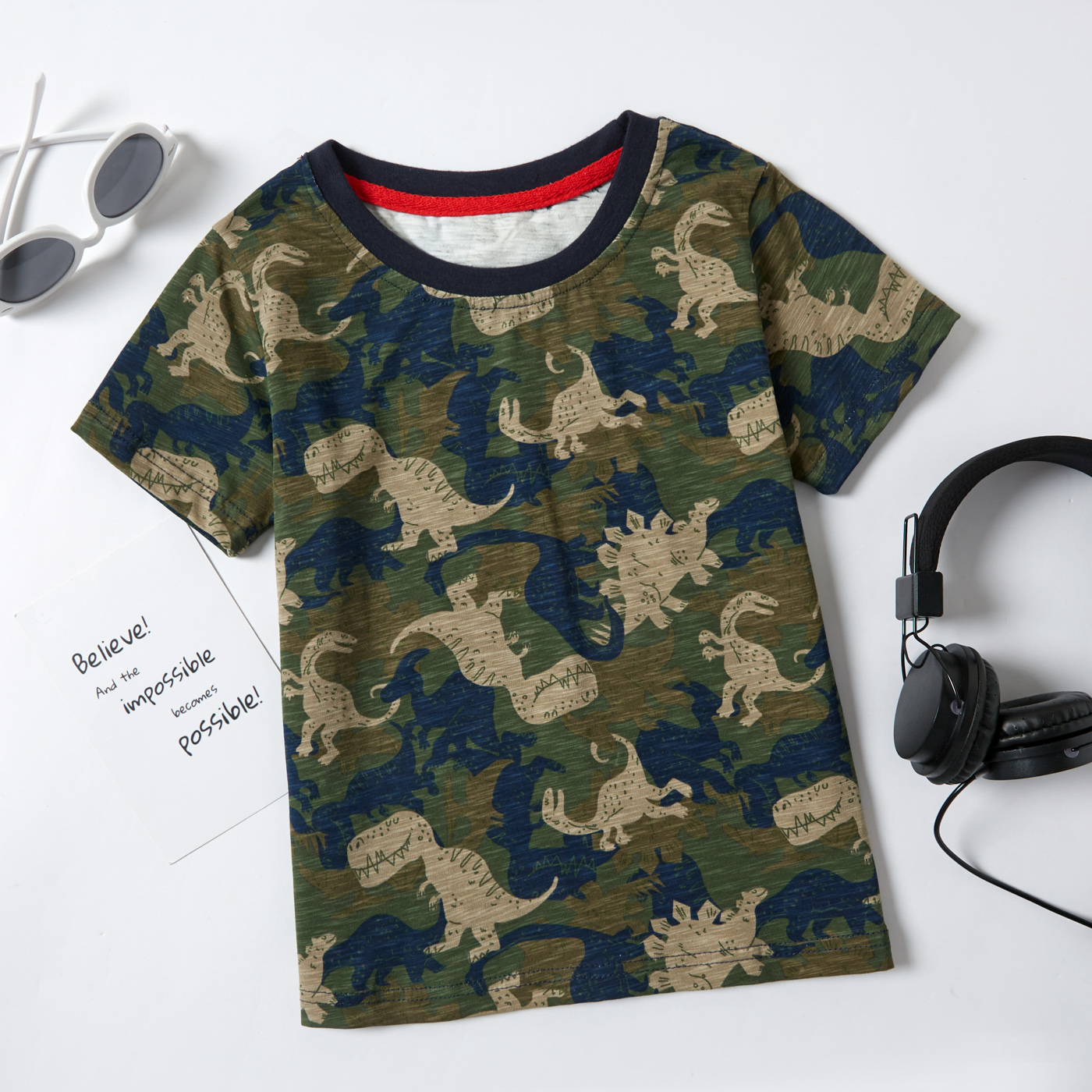 Dinosaur Print Athleisure Tee for Toddlers/Kids