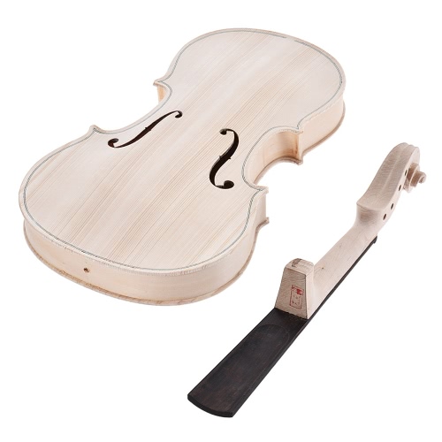 DIY 4/4 tamaño completo natural de madera maciza violín acústico kit de violín tapa de abeto arce cuello trasero ébano madera diapasón accesorio cola de caballo