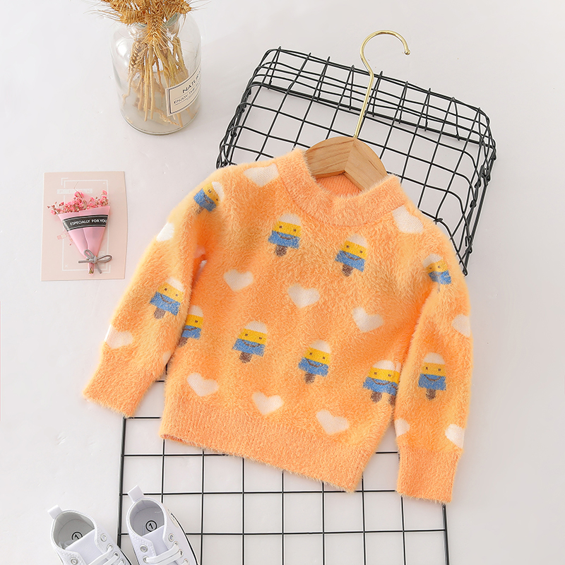 Baby / Toddler Girl Ice-cream Heart Pattern Fluff Velvet Sweater