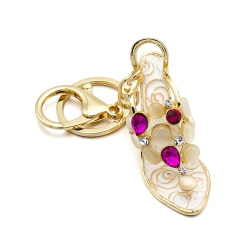 High-Heeled Shoes Key Chain Zinc Alloy Rhinestone Key Ring with Clip Hook Handbag Purse Car Pendant Ornament Decor