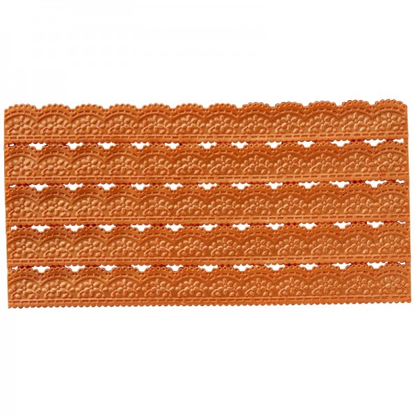 Wachs-Bordüren auf Platte, Spitze, geprägt, orange, 20cm, 5 Stück