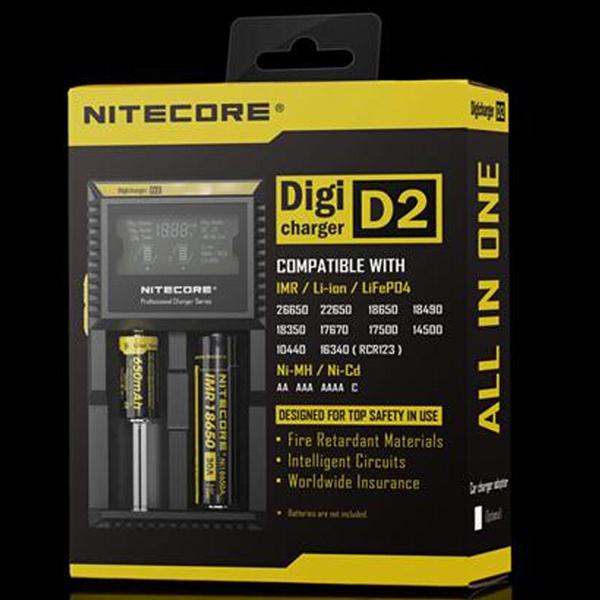 NITECORE D2 New I2 LCD Digicharger Universal Intelligent Charger For Li-ion &Ni-MH battery Electronic Cigarette Christmas Gift Free Ship